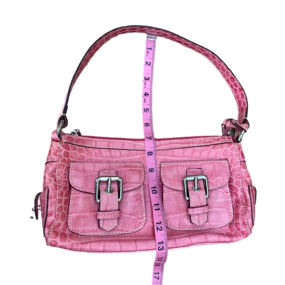 Dooney & Bourke Double Front Pocket Nile Collection Croc Embossed Pink Handbag - Picture 11 of 15
